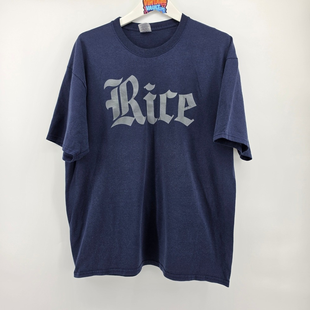 Y2K Rice University Owls Shirt Mens XL Navy Jerzees Graphic Tee